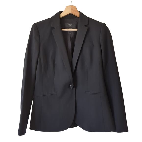 J.‎ Crew Womens Italian Wool Black Blazer Jacket Size 4 Tollegno 1900 Suit Coat